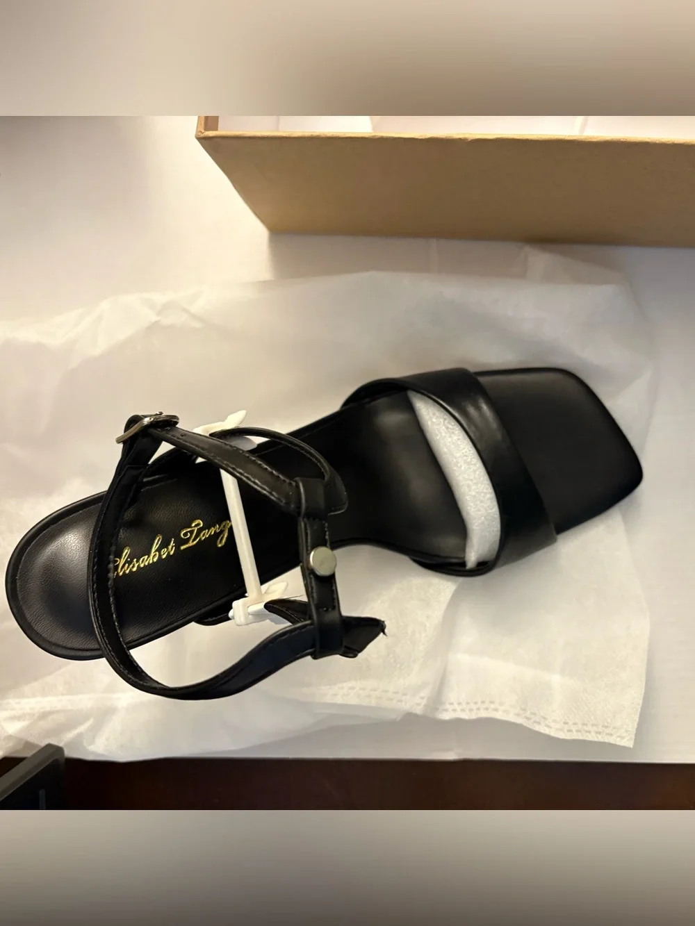 Elisabet Tang Black Strappy Stiletto Sandals